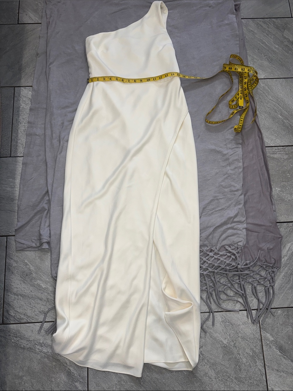 BHLDN One-Shoulder Ivory Satin Evening Gown